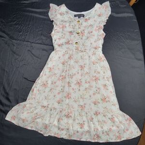 Trixxi Pink and White Sundress Sleeveless Flutter Sleeve